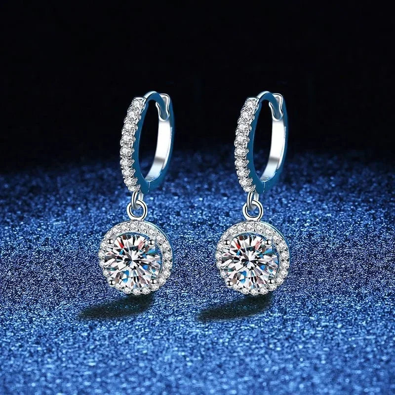 1 Karat runde Moissanit-Ohrringe für Damen aus 925er Silber