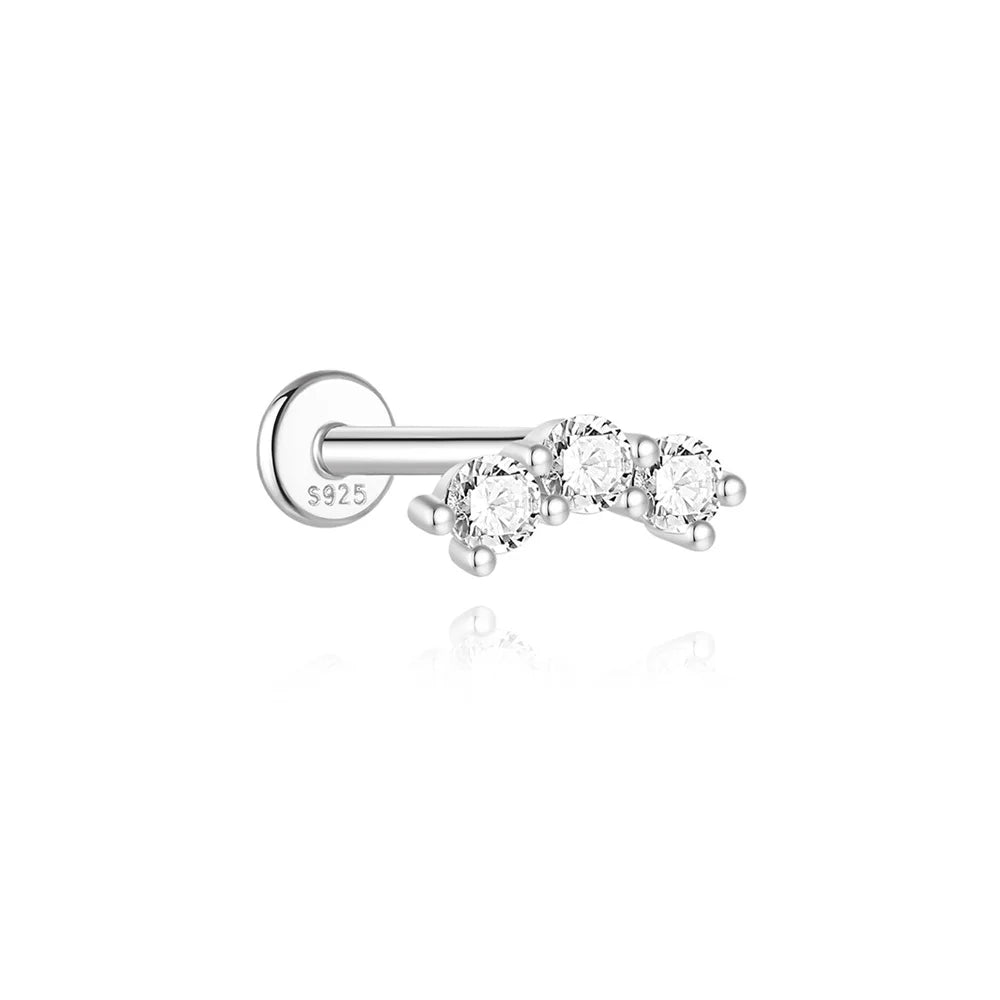 925 Silber Moissanit Ohrringe mit flacher Rückseite für Damen