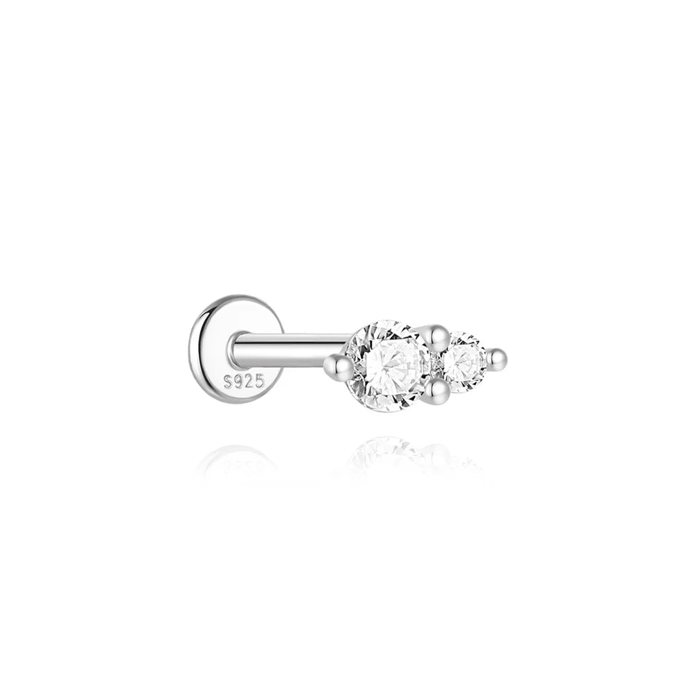 925 Silber Moissanit Ohrringe mit flacher Rückseite für Damen