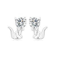 Personalisierte Katzenohrringe aus 925er Silber mit Moissanit