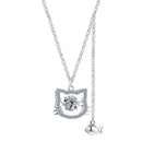 <tc>Katzenanhänger-Halskette mit Süßwasserperle aus 925er Silber und Moissanit</tc>
