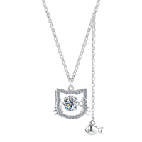 <tc>Katzenanhänger-Halskette mit Süßwasserperle aus 925er Silber und Moissanit</tc>