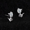 Personalisierte Katzenohrringe aus 925er Silber mit Moissanit